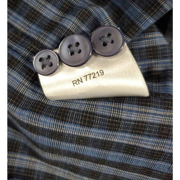 Joseph Abboud Mens Long Sleeve Button Up Shirt Plaid Blue Black Slim Fit XL - Picture 11 of 11